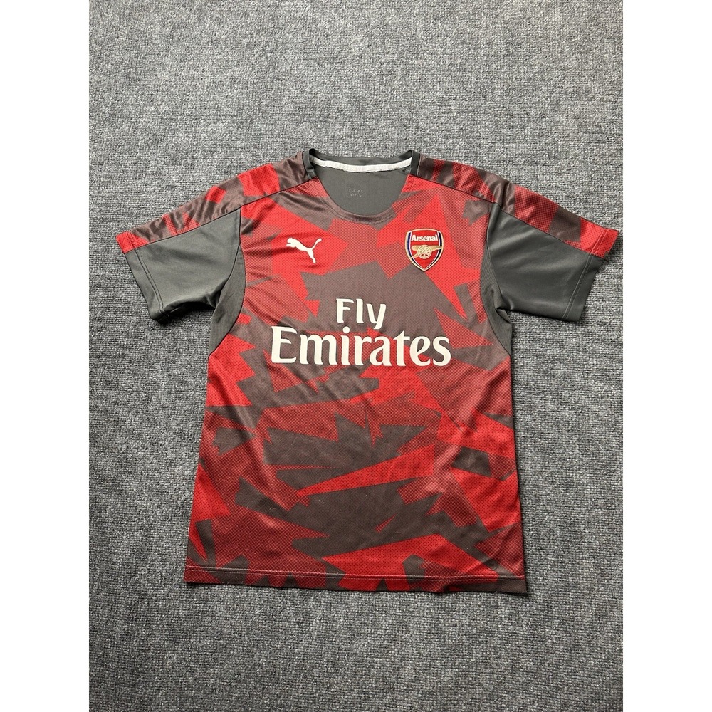 Mens Soccer Arsenal Puma 2019 Red Grey Training Shirt Fly Emirates, Size US S